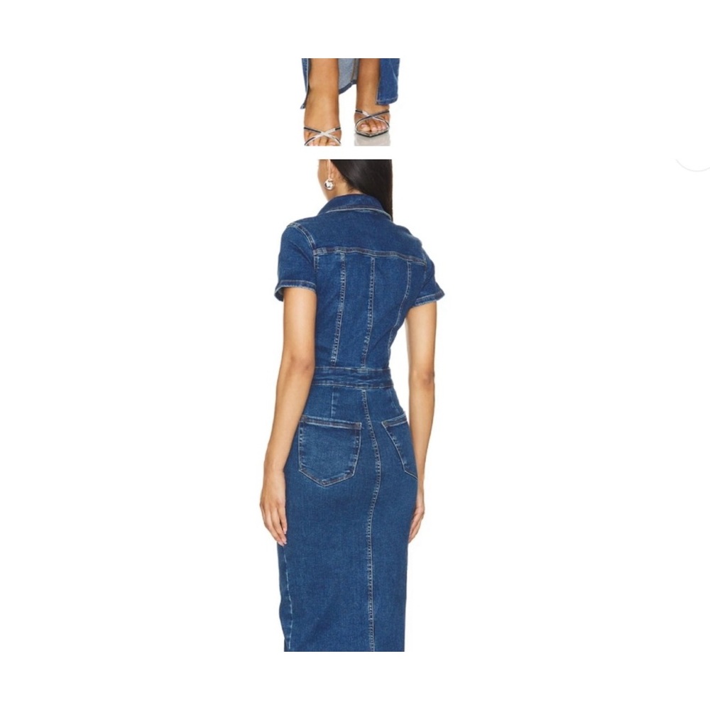 Good American Blue Maxi Pencil Skirt with Slit